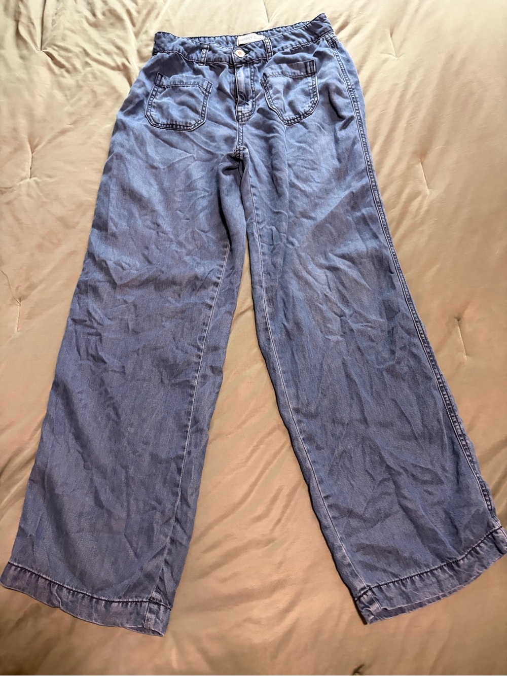 High-Rise Wide-Leg Jeans in Light Blue- Happily Grey